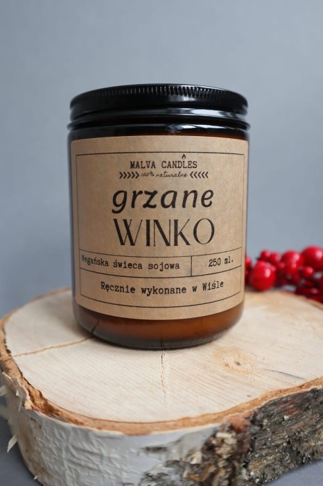 Świeca sojowa zapachowa w szkle Grzane Winko