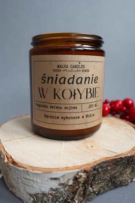 Świeca sojowa zapachowa w szkle Śniadanie w Kołybie
