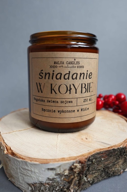 Świeca sojowa zapachowa w szkle Śniadanie w Kołybie