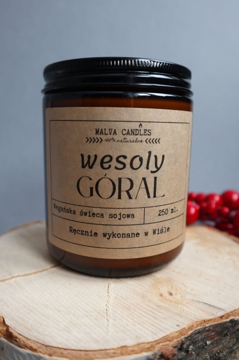 Świeca sojowa naturalna w szkle z drewnianym knotem