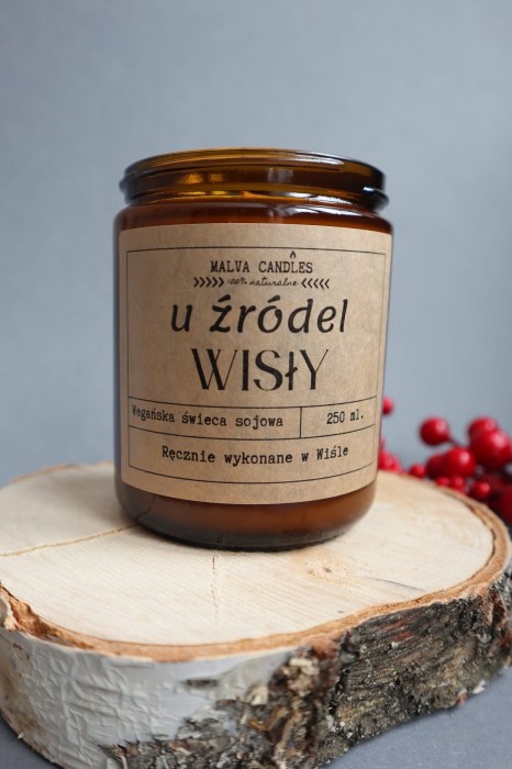 Świeca sojowa naturalna w szkle z drewnianym knotem